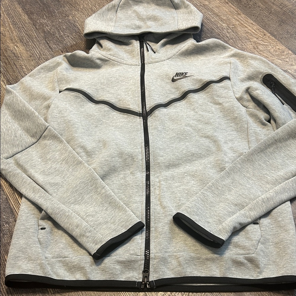 Nike Tech Light Gray Hoodie with Black Trim